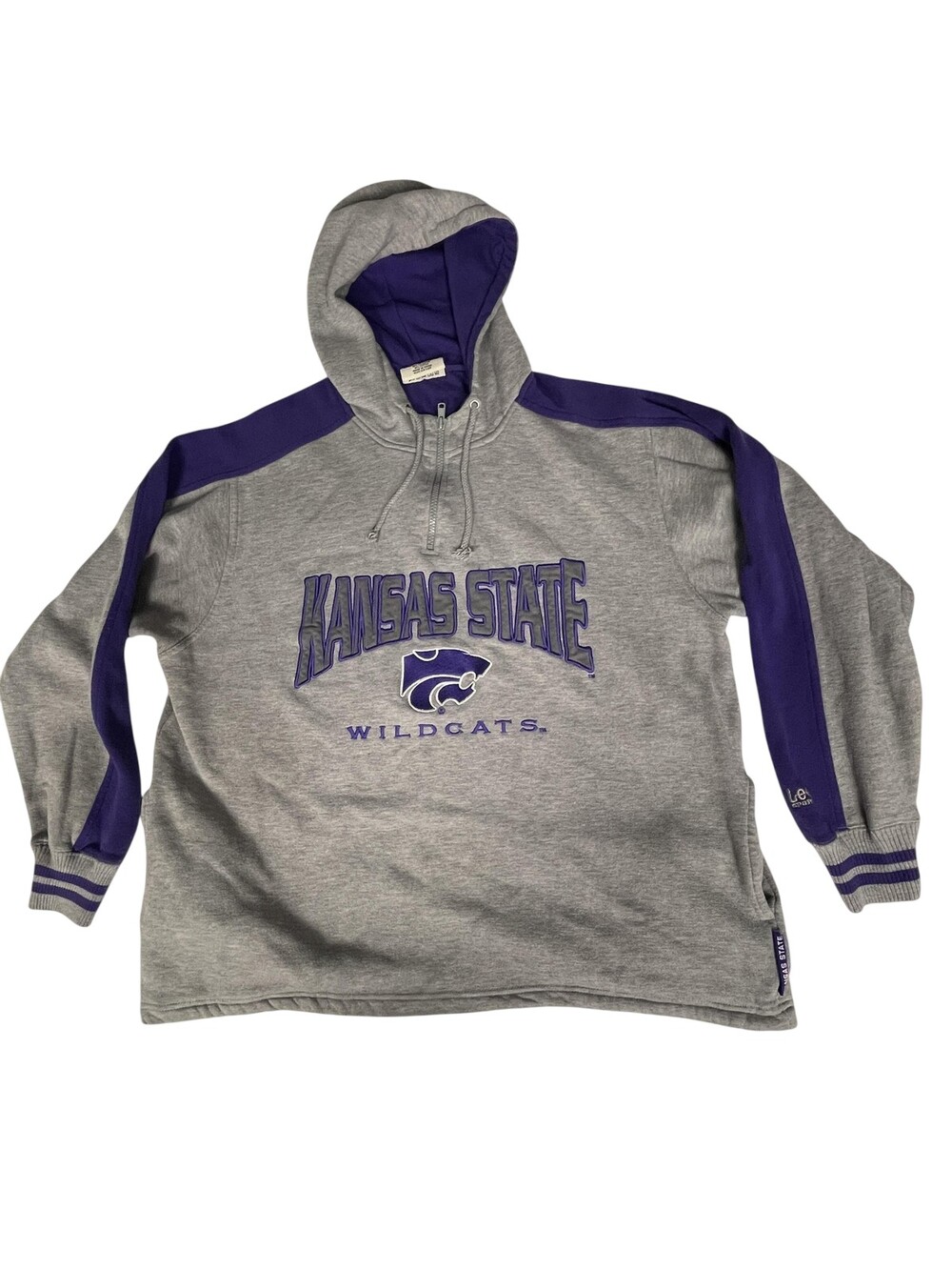VTG Kansas State Wildcats Hoodie Mens Large Gray Purple NCAA Football Sweatshirt